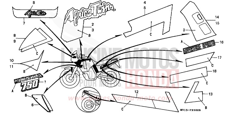 STREIFEN/MARKE (XRV750L/M) von Africa Twin 750 FROLIDA BLUE (PB182G) von 1990